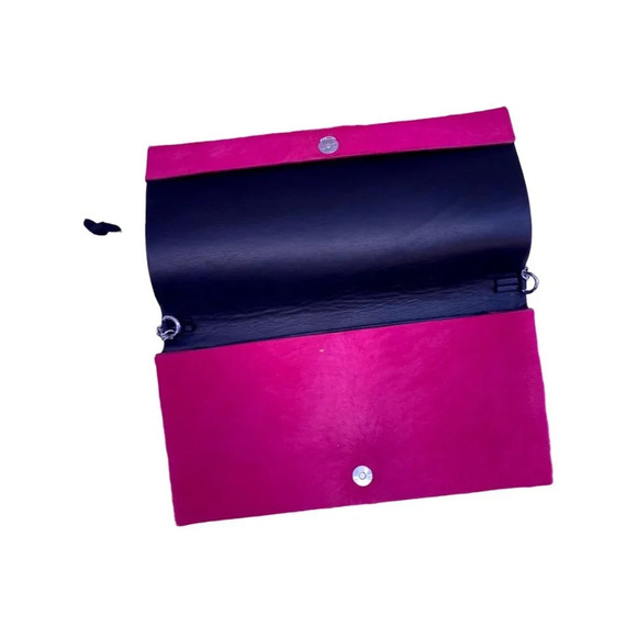 Theory Hot Pink Hair On Leather Simple Clutch - Picture 3 of 7